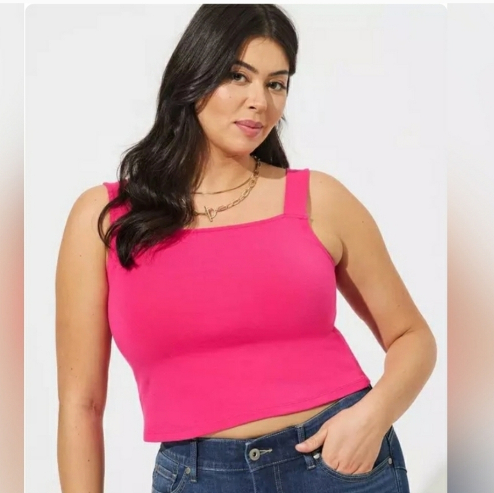 Torrid NWT 4X Pink Foxy Square Neck Crop Tank Top Plus Size